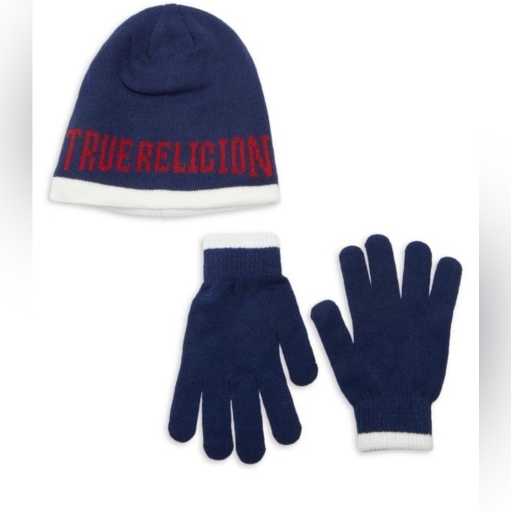 TRUE RELIGION beanie and glove set , NWT​​